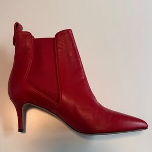 Veronica Beard Vibrant Red Heeled Chelsea Boots